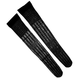 Fiore欧洲进口春秋吊带袜长筒袜网格编织格纹麻花条纹黑色丝袜30D