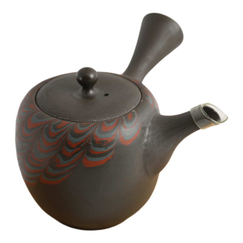 日本常滑烧急须 豊山 250ml 纯手工日式紫砂侧把陶茶壶