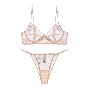 仙仙的~法式蕾丝小众性感镂空有钢圈女士胸罩文胸套装