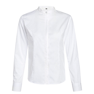 立领白衬衫女短袖修身休闲简约通勤OL衬衣纯色百搭职业气质工作服