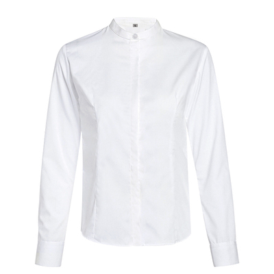 修身通勤暗门襟短袖纯色立领衬衫