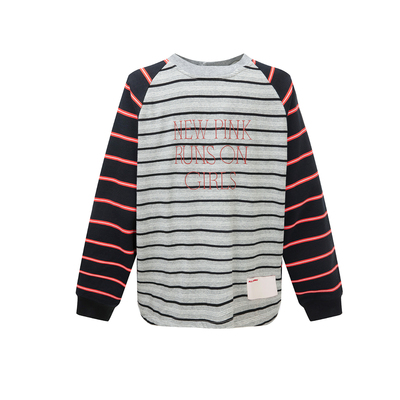 ALL BEINGS2026SS春季新品设计感 解构门襟条纹拼色印花长袖T恤