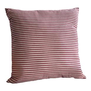 客厅沙发条纹抱枕50x50cm含芯红色小号纯棉靠枕套美式风出口原装