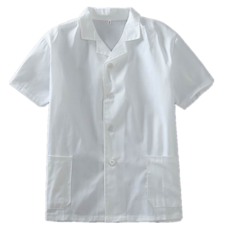 的确良厨师服薄款夏季服食品厂早点男女工作服白色短袖工作服透气