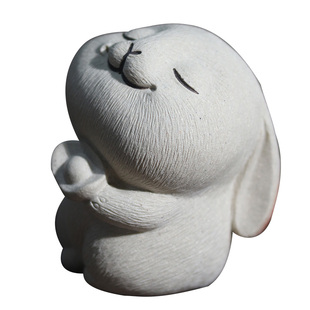 紫砂茶宠摆件精品可养茶玩禅意望月招财元宝兔子家居茶台饰品