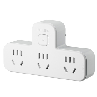 飞利浦插座一转多分控品字形扩展不带线转换器多功能排插