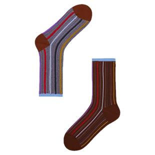 AR两面穿堆堆袜彩色条纹棉袜中筒袜春秋外穿无骨袜r线AlmondRocks