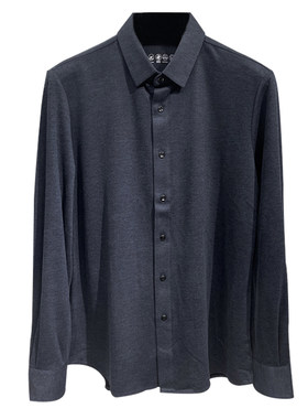 高端鸟秋冬季修身长袖抗皱保暖衬衫男士通勤轻商务弹力羊毛衬衣
