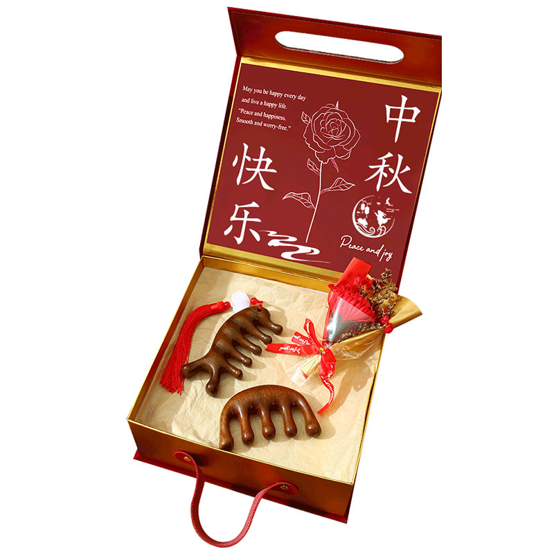 生日礼物女送朋友闺蜜檀木梳气垫梳镜子团购结婚送新娘伴娘伴手礼