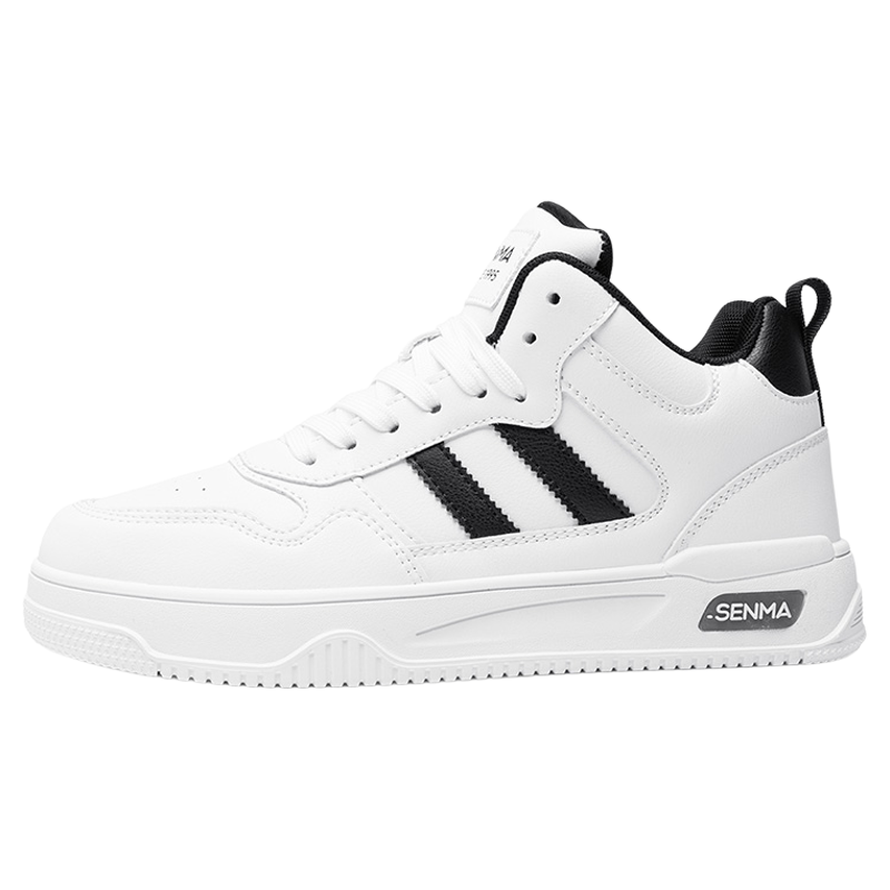 森马男鞋2025新款秋季中帮板鞋青少年休闲运动真皮小白男士鞋子