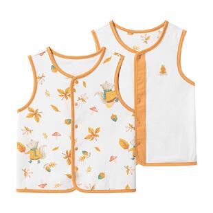 英氏婴儿马甲春秋款两面可穿秋冬儿童开衫坎肩新生儿宝宝背心秋季