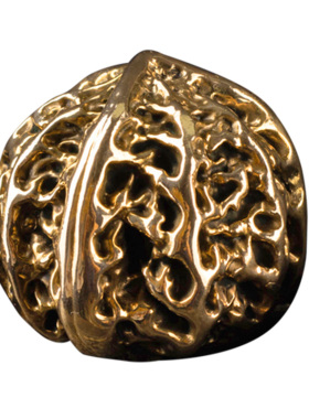 新铜时代实心黄铜文玩三棱盘核桃