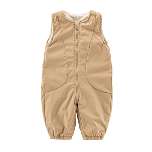 宝宝背带裤加绒加厚秋冬装一岁男女幼童拉链档三防连体裤婴儿裤子