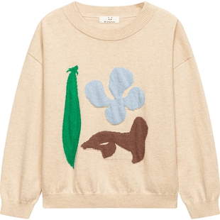 播broadcute童装毛衣2024春季新款男女童手绘印花针织衫KER1S816