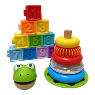 Hape儿童叠叠乐青蛙不倒翁套塔积木宝宝婴儿童早教益智玩具套圈