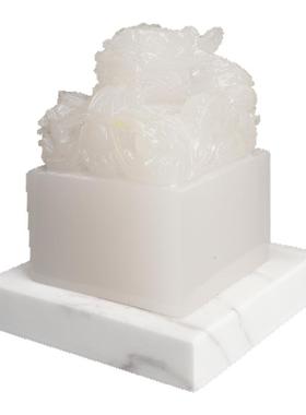 禅意玉石白色玉玺艺术装饰摆件