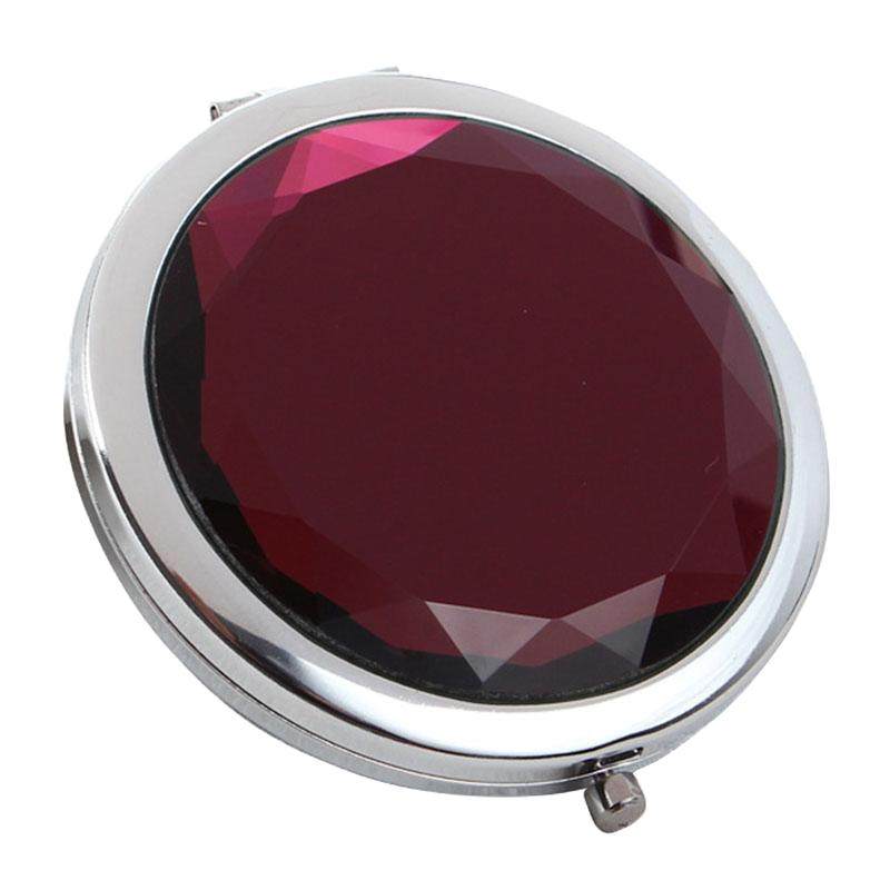 包邮便携随身水晶化妆镜创意迷你小镜子女可爱翻盖式双面折叠圆镜