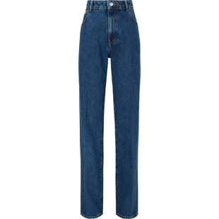 【折扣】NINA RICCI 女刺绣高腰直筒牛仔裤