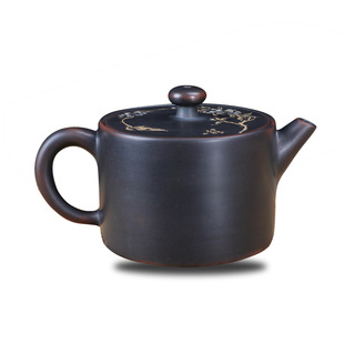 钦州坭兴陶茶壶泥兴壶雕刻花漫山壶泡茶壶黄小阳纯手工制作坭兴壶