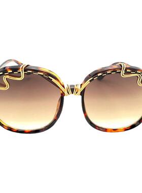 美国代购手作圆形龟纹金属墨镜