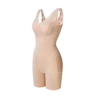 婷美【绷带交叉式】挺胸收腹提臀美体束腰乳胶文胸垫后脱连体衣