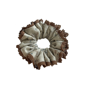 冷翠咖啡~素雅蕾丝边大肠发圈头绳女厚实耐用设计感头花马尾发绳