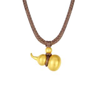 周大生黄金吊坠女古法足金福禄金葫芦项链挂坠首饰送女友生日礼物