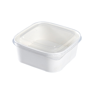 一次性果切盒白色正方形环保水果沙拉盒带盖春游野餐盒外卖打包盒