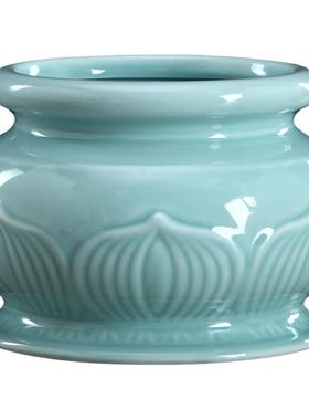 圆通佛具青瓷香炉花瓶烛台供水杯