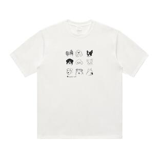 男道250G美式小狗印花短袖T恤男夏季新款索罗娜宽松百搭半袖上衣