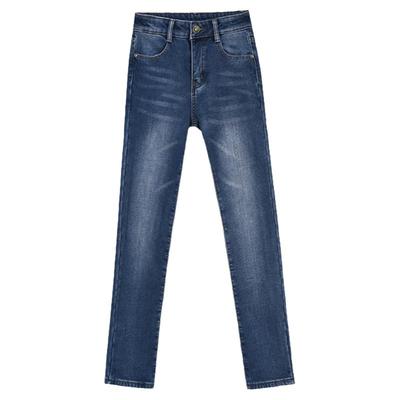 加绒直筒长裤加厚弹力牛仔裤