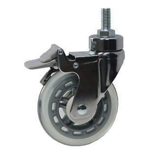 3寸4寸牛筋双轴承医用治疗不锈钢推车万向静音带脚刹PU透明脚轮子