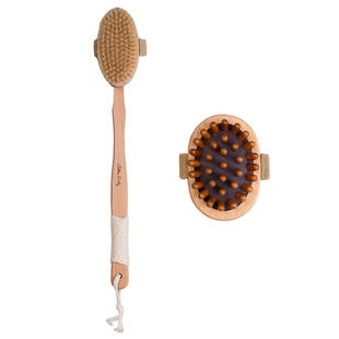 BetterDaily猪鬃软毛长柄沐浴刷经络按摩刷养生礼物晚间护理套组