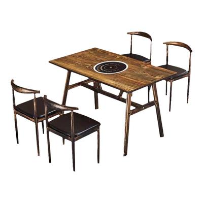 主题复古火锅桌子电磁炉一体串串香一人一锅商用餐饮饭店桌椅组合