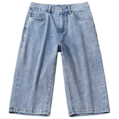 班尼路SK牛仔风七分男士夏季2026新款薄款宽松休闲时尚水洗中裤YS