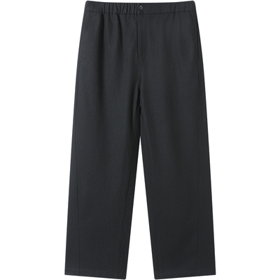 LEZORA斜纹羊毛松紧腰直筒弯刀裤