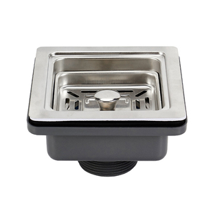 不锈钢水槽方形下水器带提篮过滤隔渣防臭下水管排水管下水头配件