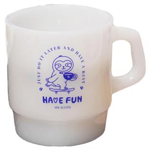 [树懒家]原创设计奶玻璃杯玉色 树懒滑板奶白水杯牛奶茶果汁杯