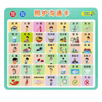 中风瘫痪失语症老人护患沟通卡