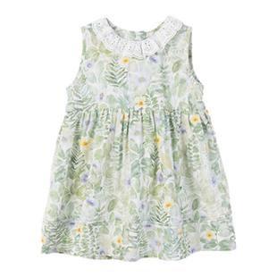 【爽绵棉】 YOUGE幼歌婴幼儿清新碎花无袖镂空娃娃领宽松连衣裙潮