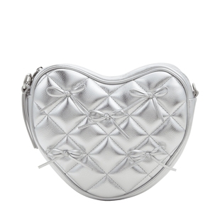 CHARLES&KEITH秋冬女包CK2-80151353-B蝴蝶结银色菱格爱心斜挎包