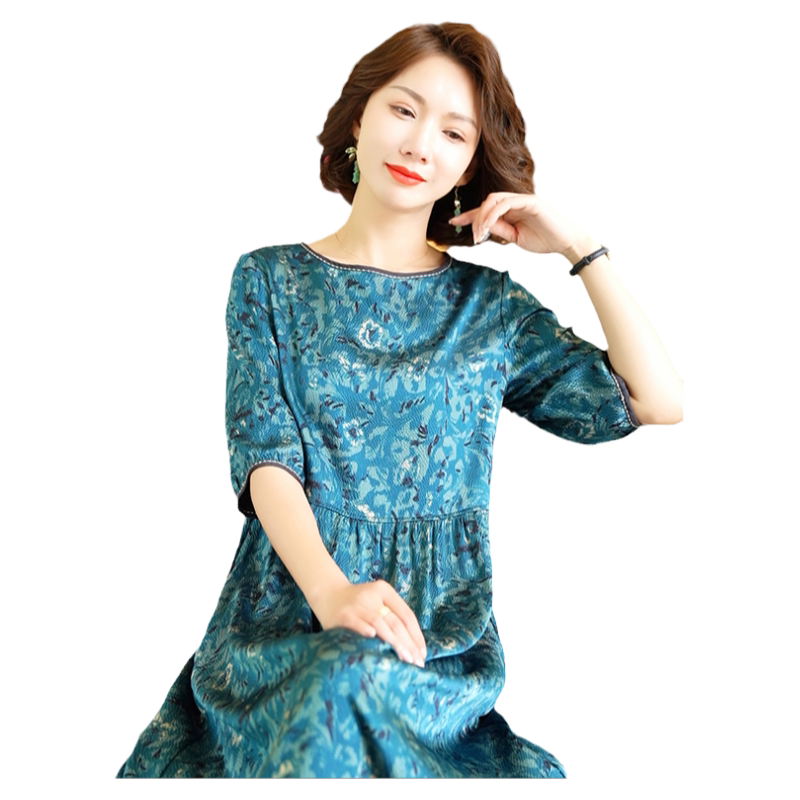 迪芬璐嘉气质优雅真丝连衣裙女