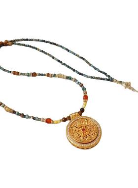 秋冬天然虎眼石毛衣链沙金项链