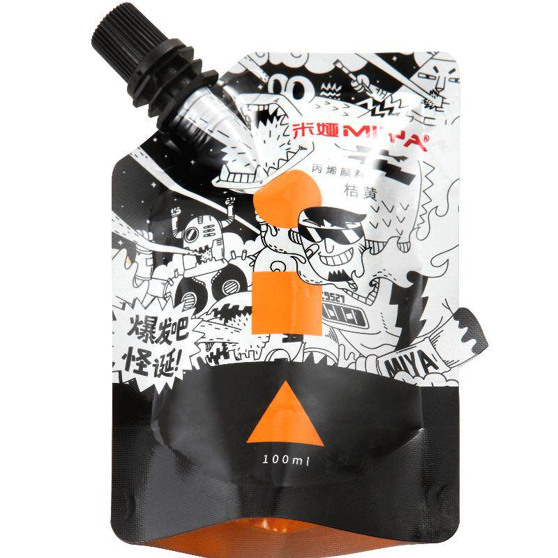 米娅黑骑士丙烯颜料补充包袋装80ml/100ml防水防晒不掉色美术生专用画墙绘儿童米亚果冻颜料替换装白色手绘