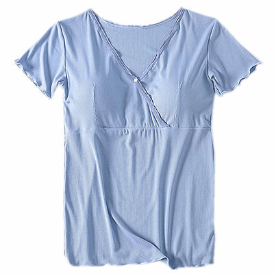 哺乳短袖t恤夏薄款喂奶衣睡衣