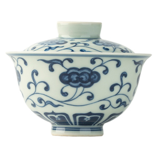 三勤堂青花灵芝纹盖碗景德镇陶瓷手绘功夫茶具高档单个青花泡茶碗