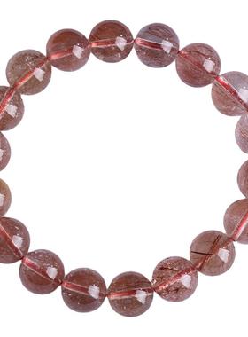 天然红发晶单圈水晶手串