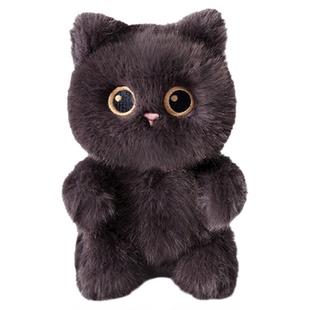 站姿小黑猫玩偶三花猫毛绒玩具仿真猫咪暹罗猫儿童男生日礼物女