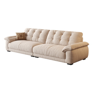 法莎蒂沐川可拆洗沙发雪尼尔小户型客厅现代简约中古奶油沙发直排