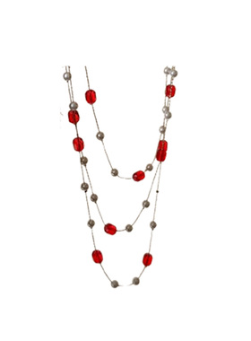 法式轻奢仿红宝石珍珠项链锁骨链